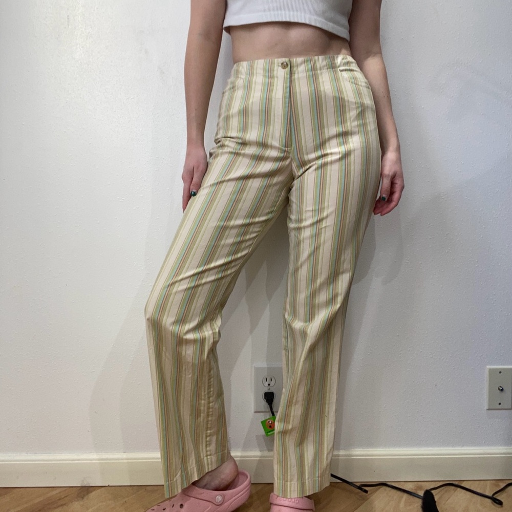 Vintage Pastel Striped Straight Leg Pants - Picture 3 of 7